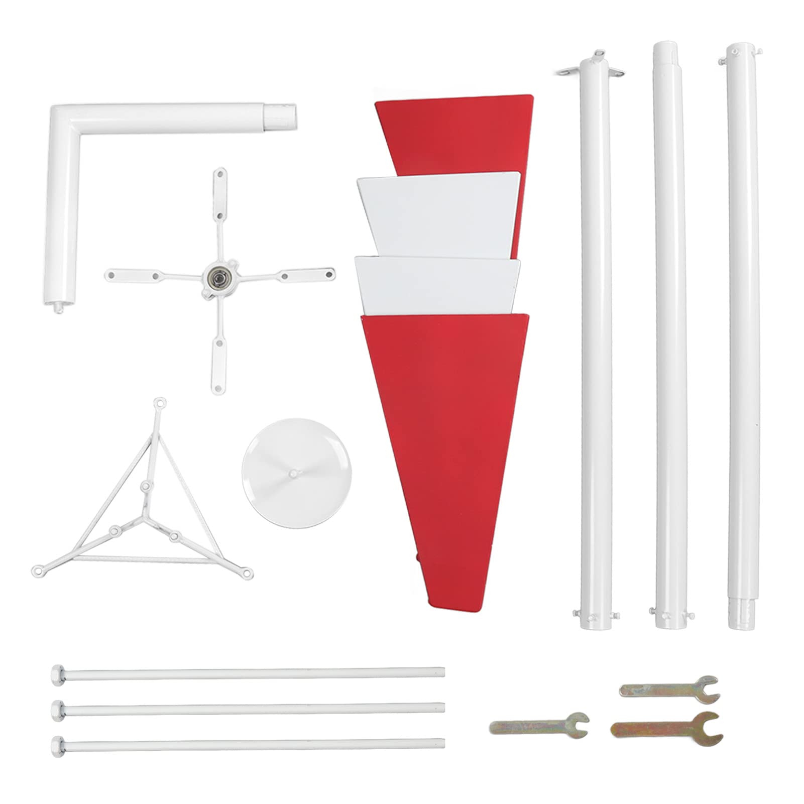 Spinner wind garden de 126 pouces rotatif blanc et rouge décoratif