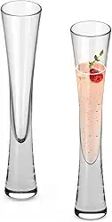 NUTRIUPS Taças de champanhe sopradas à mão, 150 ml, conjunto de 2 copos de cristal transparente Prosecco para aniversário de casamento