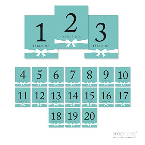 Andaz Press Diamond Blue Party & Co Wedding Table Numbers 1-20, 4x6-Inches Table Number Cards For Wedding Reception Table Number For Seating Chart For Wedding Reception, Restaurant, Classroom, Boda