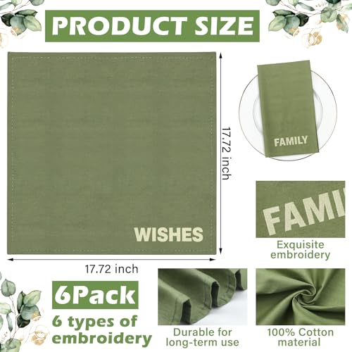 Breling 6 servilletas de tela bordadas verdes 45x45 cm miniatura 2