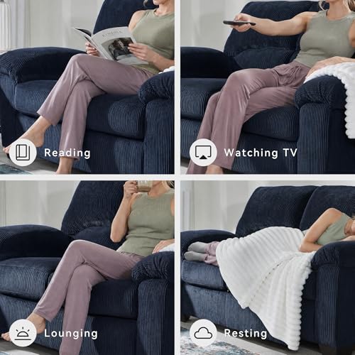 Image of Signature Design by Ashley Loveseat Sofa, 63 in Navy Blue, SimpleJoy