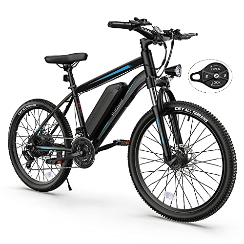 Electric Bike, TotGuard Electric Bike for Adults 26   Ebike with 350W Motor, 19.8MPH Electric Mountain Bike with Lockable Suspension Fork, Removable 36V 10.4Ah Battery, Professional 21 Speed Gears