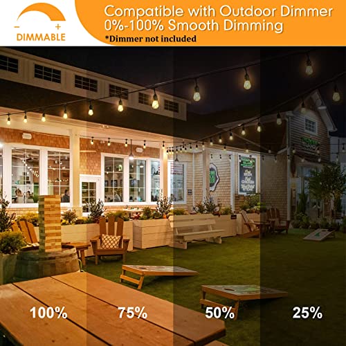 96FT (2 x 48FT) Dimmable Outdoor Bistro String Lights for Patio, Waterproof Hanging Vintage 11W Edison Bulbs, 48Ft Commercial Lights String Perfect for Cafe Backyard Pergola, Blk(96ft) - Thumbnail 4