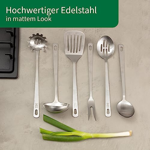 Chefkoch trifft Fackelmann Schöpflöffel – Zum Servieren und Schöpfen von Suppen und Eintöpfen, Edelstahl in mattem Look – Suppenkelle spülmaschinengeeignet