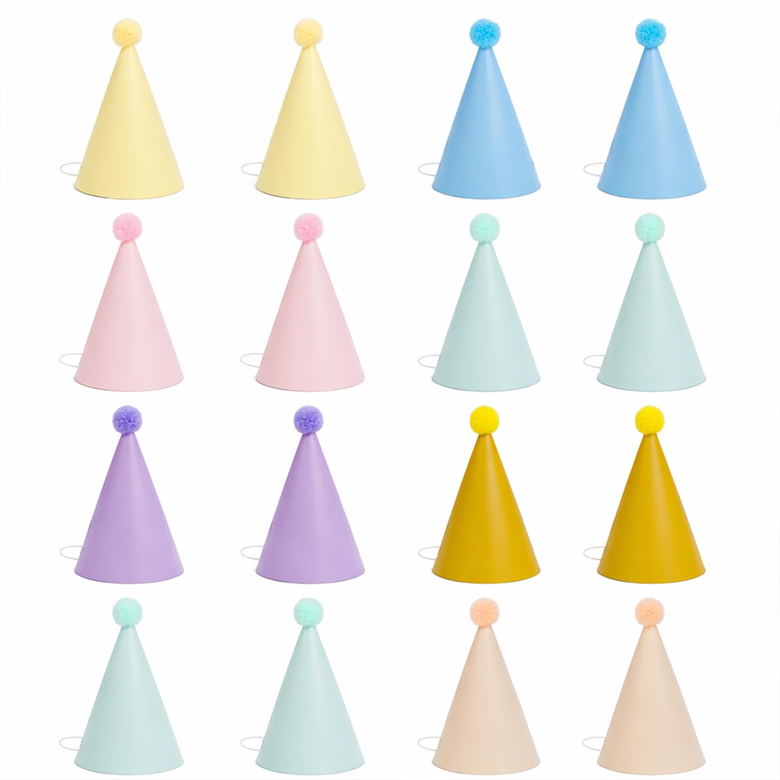 Cuixia Birthday Party Hats for Adults, Multicolor, 16 Pcs