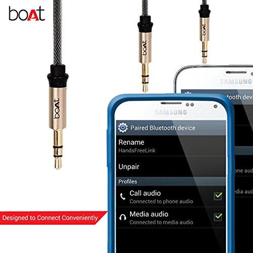 boAt Indestructible Metallic Aux Audio Cable (Gold Metallic)
