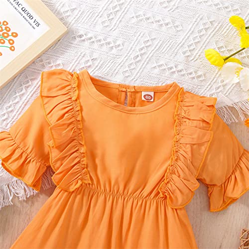 Toddler Kids Girls Infant Sleeveless Cute Ruffle Mesh Tulle Ball Gown Princess Dress Dress Kids (Orange, 3-6 Months) #TOP2
