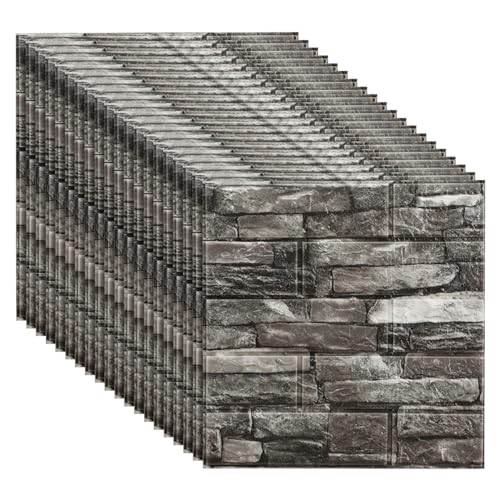 LKXHarleya 20pcs Faux Brick Wall Stickers, 13.77x14.96inch Self Adhesive Waterproof 3D Wall Panel for Kitchen Bedroom Living Room Home Decoration, Style C