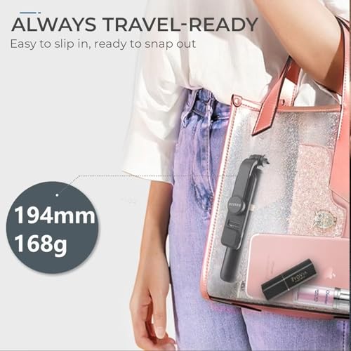 Image of BESTOR Selfie Stick Tripod with Wireless Remote, Extendable 3-in-1 Bluetooth Stand for Vlogging, Photography, Reels & Video Calls, Foldable & Portable (Black-01)