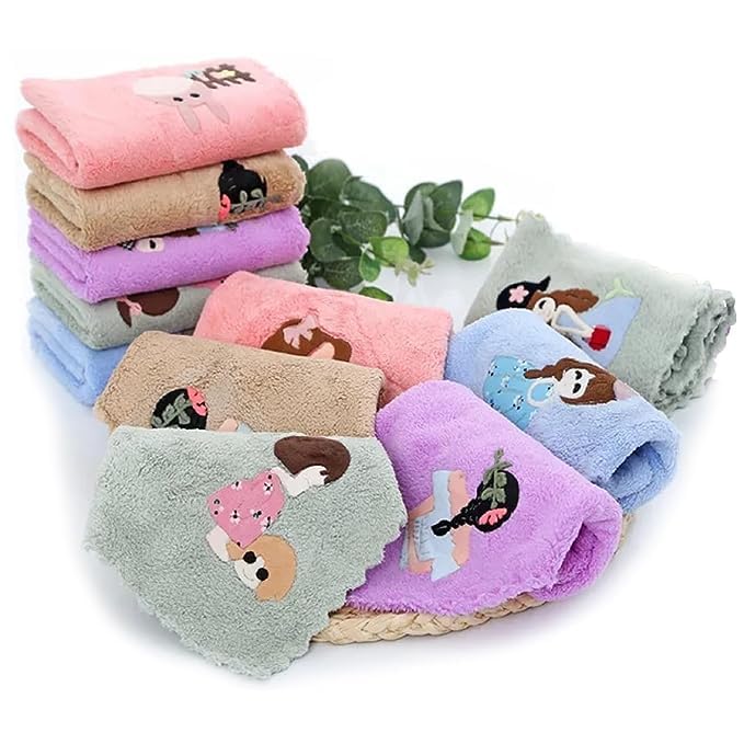 Set of 10 Multicolor Microfiber Face Towel Handkerchief Rumal 500GSM Extra Soft-image-12