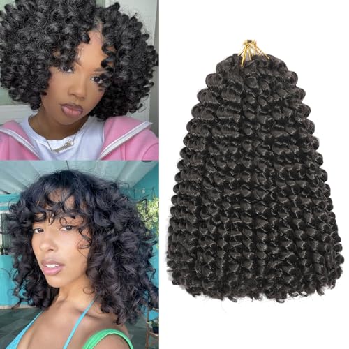 Extension de Cheveux Tressés en Crochet Bouclé Court GoGo Jamaican Bounce Crochet 8 Pouces 16 Racines 5 Paquets pour Femmes Noires (4#, 8pouces)