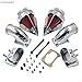 AfterMokit Dual Triangle Spike Air Cleaner Intake with Red Filter for Suzuki Boulevard M109R VZR1800 Intruder M1800R Chrome