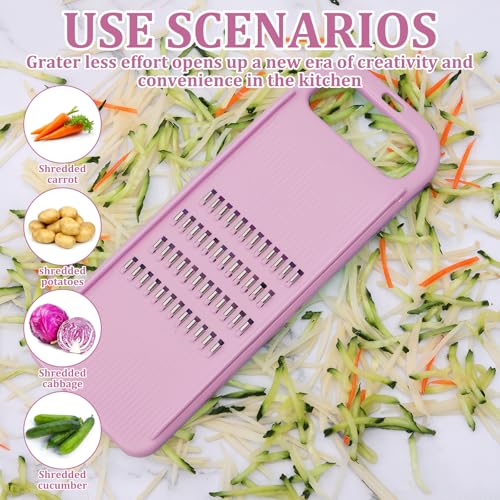 Carrot Grater, Vegetable Grater, Manual Carrot Slicer, Cabbage Shredder, Convenient Plastic Grater for Carrot Vegetable Onion Cabbage Potato Cucumber, Handheld Stainless Steel Blade Pink - Image 3