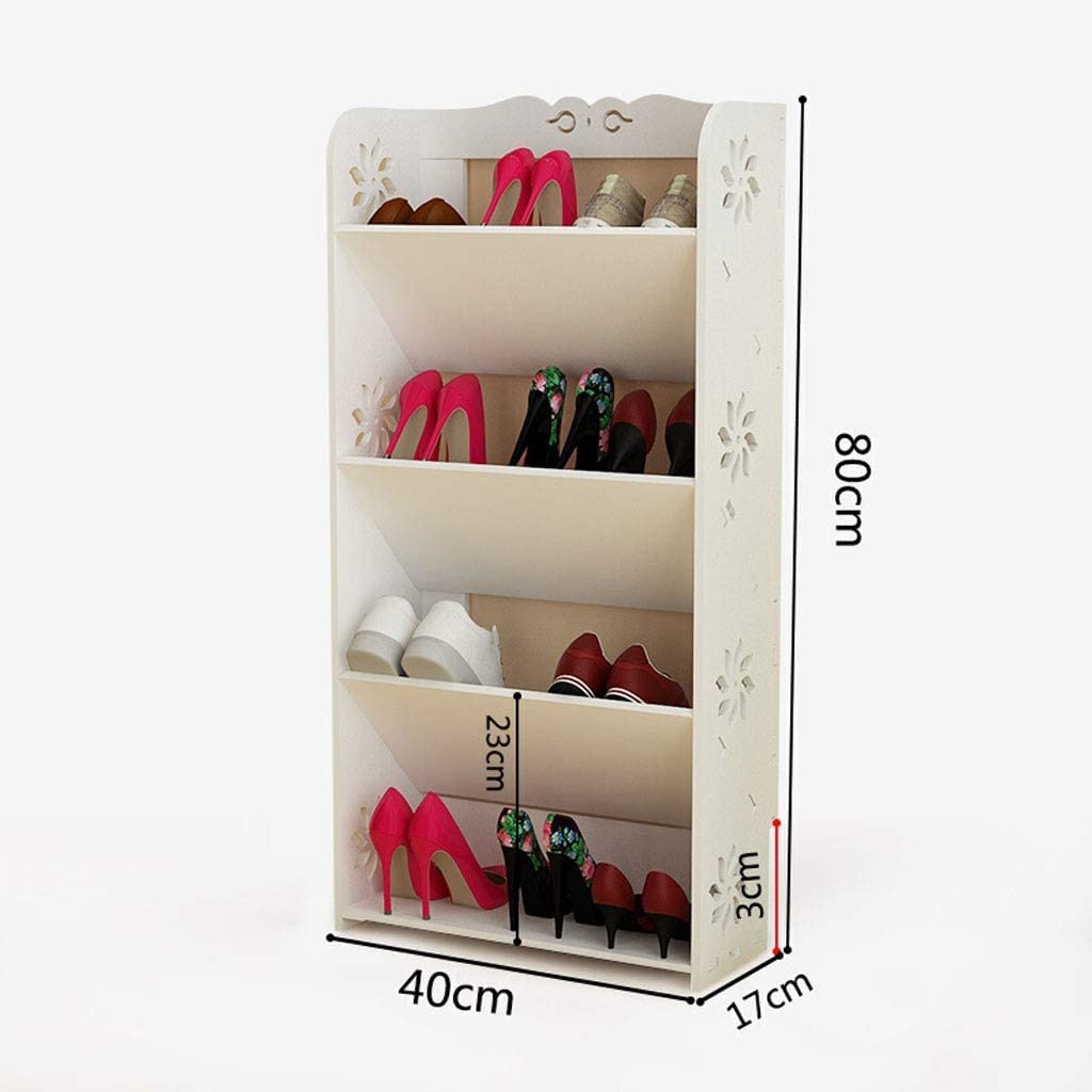4-laags vrijstaand schoenenrek, schoenenstandaard 8-12 paar schoenenorganizer Eenvoudige montage Stapelbare schoenenopslagplank for entree, kast, garage, slaapkamer, garderobe (Color : White, Size