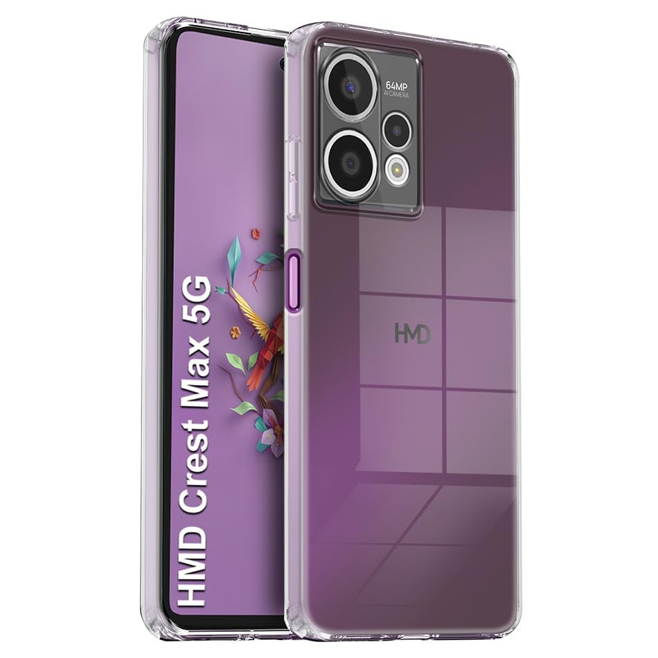 Image of Fashionury Crystal Clear Case for HMD Crest Max 5G | Yellowing Resistance | Transparent TPU Silicone | Raised Camera Lips | Slim Transparent Cover