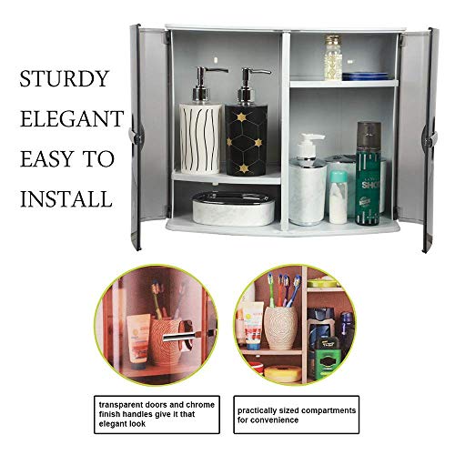 Regalo-Plastic-Bathroom-Cabinet-Medium-Grey Regalo Plastic Bathroom Cabinet (Medium, Grey)