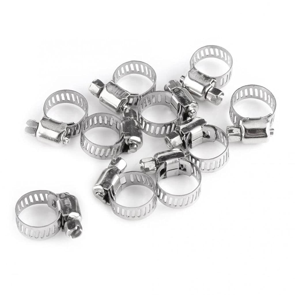 Acvacv One Color 10Pcs Iron Galvanized Drive Hose Clamp Tri Clamps Adjustable, For Fuel Line Pipe Worm Gear Clip Clamp Tube Fasterner 8Mm Spring Clip(8-12Mm)
