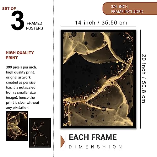 Image of NoWorries Gold marble modern art Wall paintings for living room /Wall hangings for home decor (Theme-minimal) Multicolor Frame Set of 3 (Art-17, 13x19inch)