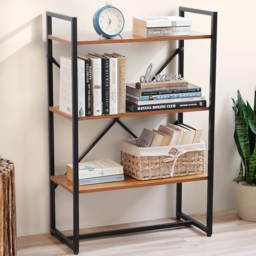 Image of ABOUT SPACE 3-Tier Bookshelf (3.5 ft) - Multipurpose Rack with Metal Frame&Adjustable Bush-DIY Open Display Rack /Storage Organizer Stand for Kitchen,Office,Bedroom,Living Room&Home Decor-60x30x105cm