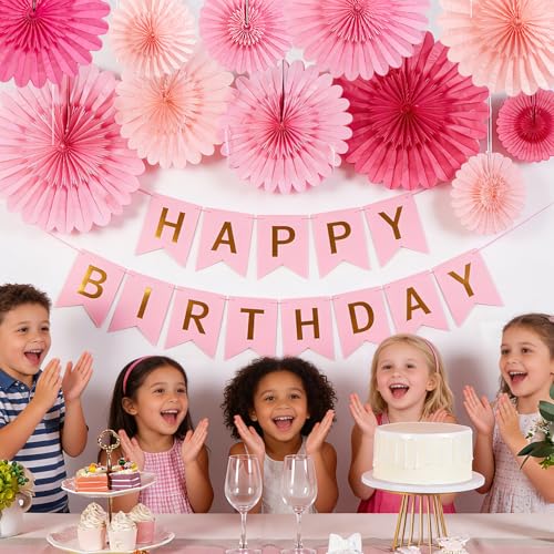 Image of Paper Jazz Hot Pink Paper Flower Birthday Decoration, Large Paper Fans Party Decoration,Giant Decorations Valentines Day Decorations for Birthday Baby Shower Graduation Galentine's Day.