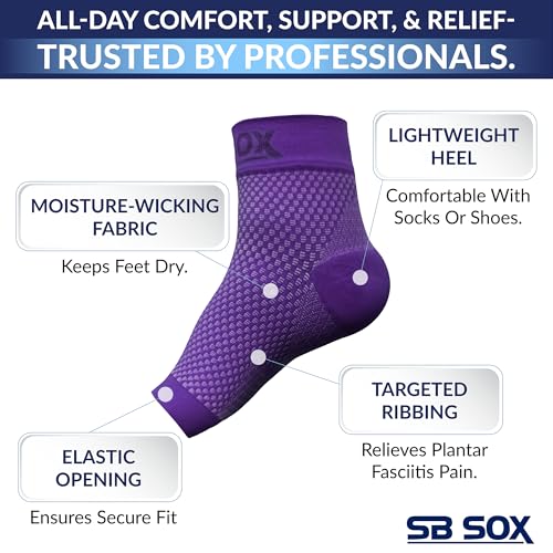 SB SOX - 2 Pairs Plantar Fasciitis Compression Socks (Purple, Medium + Green, Medium)4