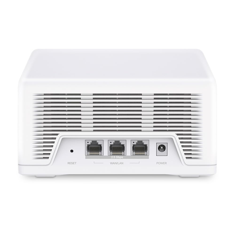 Mercusys Halo H47BE(2-pack) Sistema Mesh Wi-Fi 7, Tri-Band fino a 9.3 Gbps, Banda 6GHz, 3 Porte 2.5Gbps WAN/LAN, Canali 320MHz, 4K-QAM, MLO, Copertura fino a 550 m², Configurazione facile