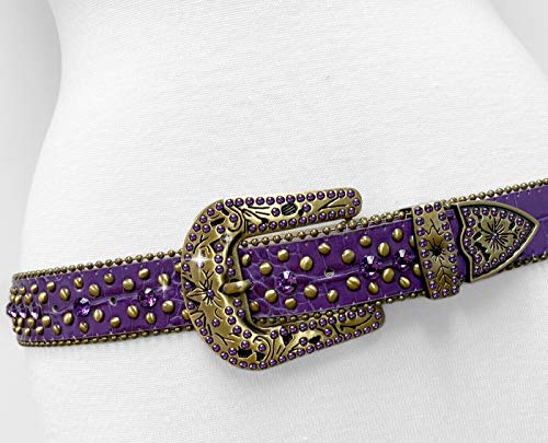 35116 50116 Women's Belts Rhinestone Belt Fashion Western Cowgirl Bling Studded Design Leather Belt3