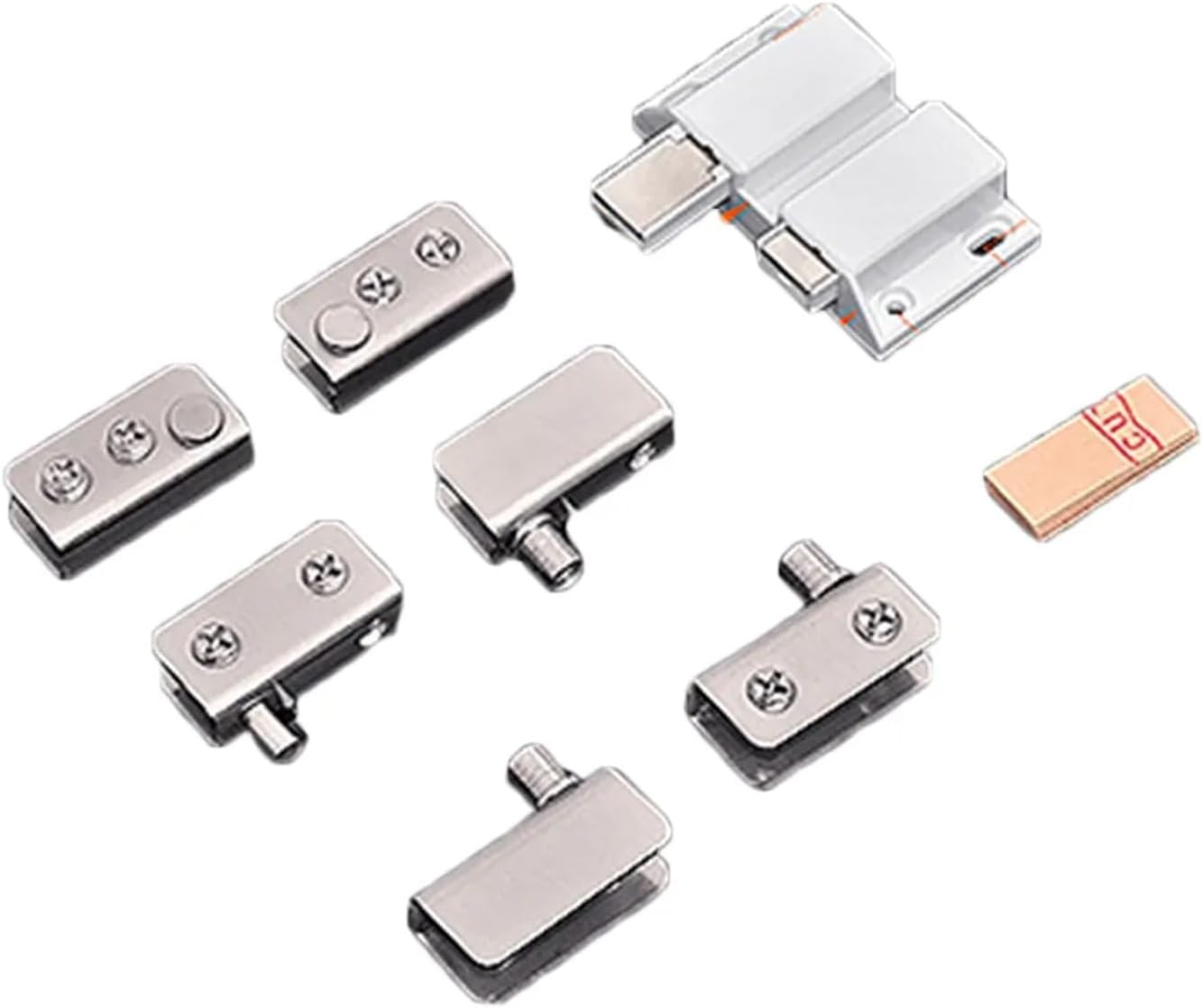 BREAKA Glass Door Pivot Hinge Stainless Steel Glass Hinge Clamp Silver Tone Showcase Cabinet Clamp Clips (Color : No 03)