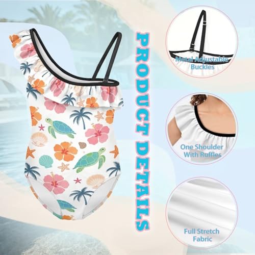 Image of Girls Swimsuit One Piece Ruffle Swimsuit Non-Slip Straps UPF 50+ for Girls Size 3-14 Years