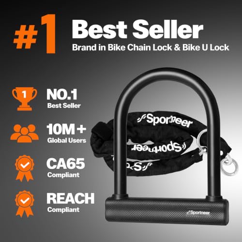 Sportneer Extra Wide U-Lock with Chain