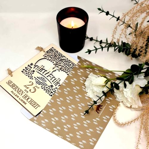 Woodland Mail Ewige Liebe: Holz-Jubiläumskarte zur Silberhochzeit für 25 gemeinsame Jahre