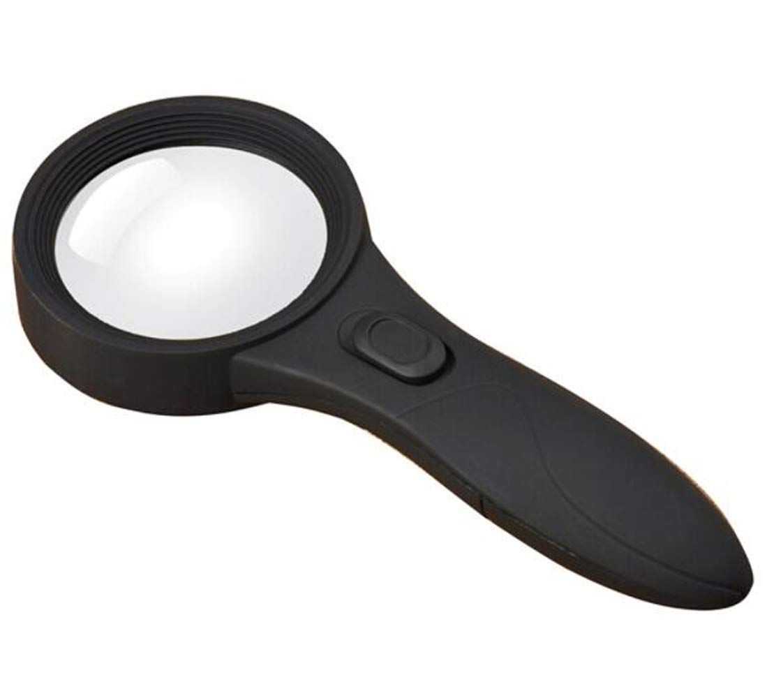 Vergrößerungsglas mit LED-Beleuchtung, 10-fache Vergrößerung, beleuchtete Handlupe mit 6 LEDs, Leselupe mit Doppellinse für Senioren zum Lesen von Münzen, Briefmarken und Karten