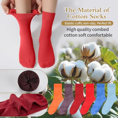 Image of ATBITER Women's Thin Cotton Crew Socks - Soft Above Ankle Bootie Casual Dress Socks 6-Pairs