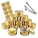 TIANZD 12 Pièces 80 ML Vide Rond Or Pots en Aluminium Cosmétiques Pot Canettes Bocaux Conteneurs 5ml for Fait Main Bougies Crème Baume Voyage, 3X Aluminium cuillère, 12x Étiquettes