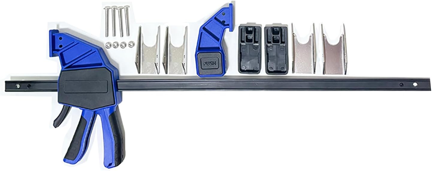 18” Quick Coupler Hand Clamp Includes 4 Pcs Duo-Jaw Sets(2 * 1/2" & 3/4" and 2 * 7/8" & 3/8" Jaw) for Hydraulic Pipe Clamps Quick Coupler Tool Suitable Excavators, Tractors, Cranes, etc.