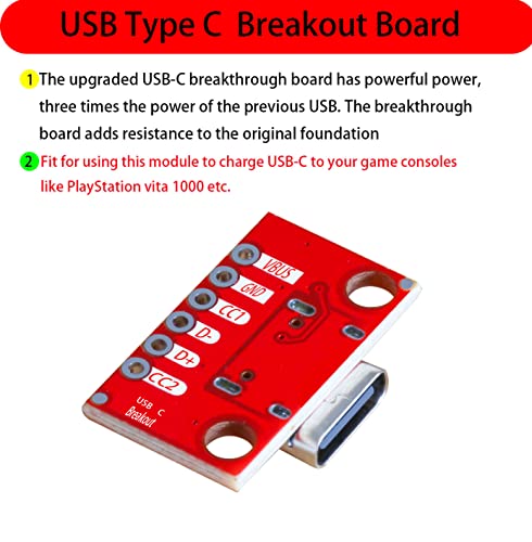 Placa breakout USB Tipo-C conector hembra PCB (5 piezas) miniatura 3