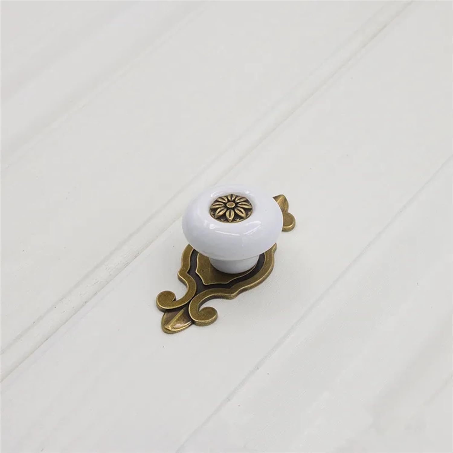 Vintage Furniture Handles Ceramic Knobs Cabinet Door Cupboard Drawer Pulls Kitchen Handles Furniture Hardware Fittings 2Pcs(White)