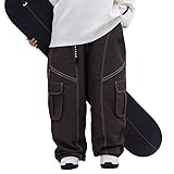 SNOWVERB Damen Herren Baggy Wasserdicht Isoliert Streetwear Jeans Snowboard Skihose Berg Loose Fit Schneehose Schwarz