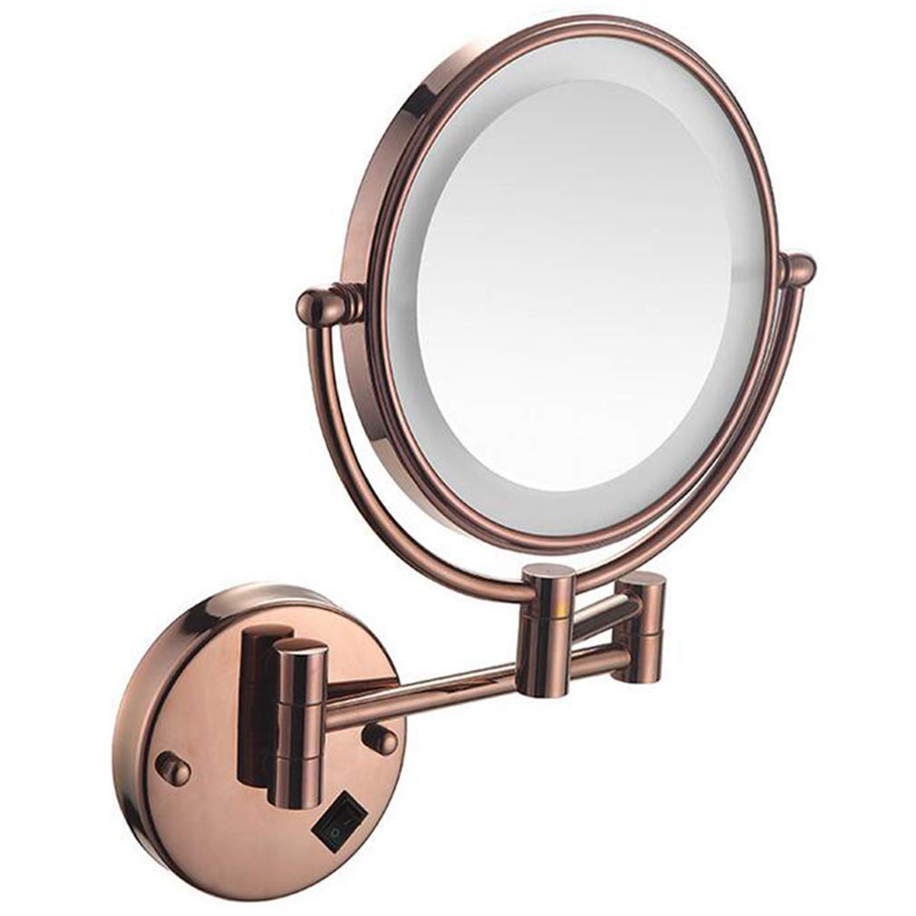 Miroir de maquillage à LED mural extensibe en nickel brossé