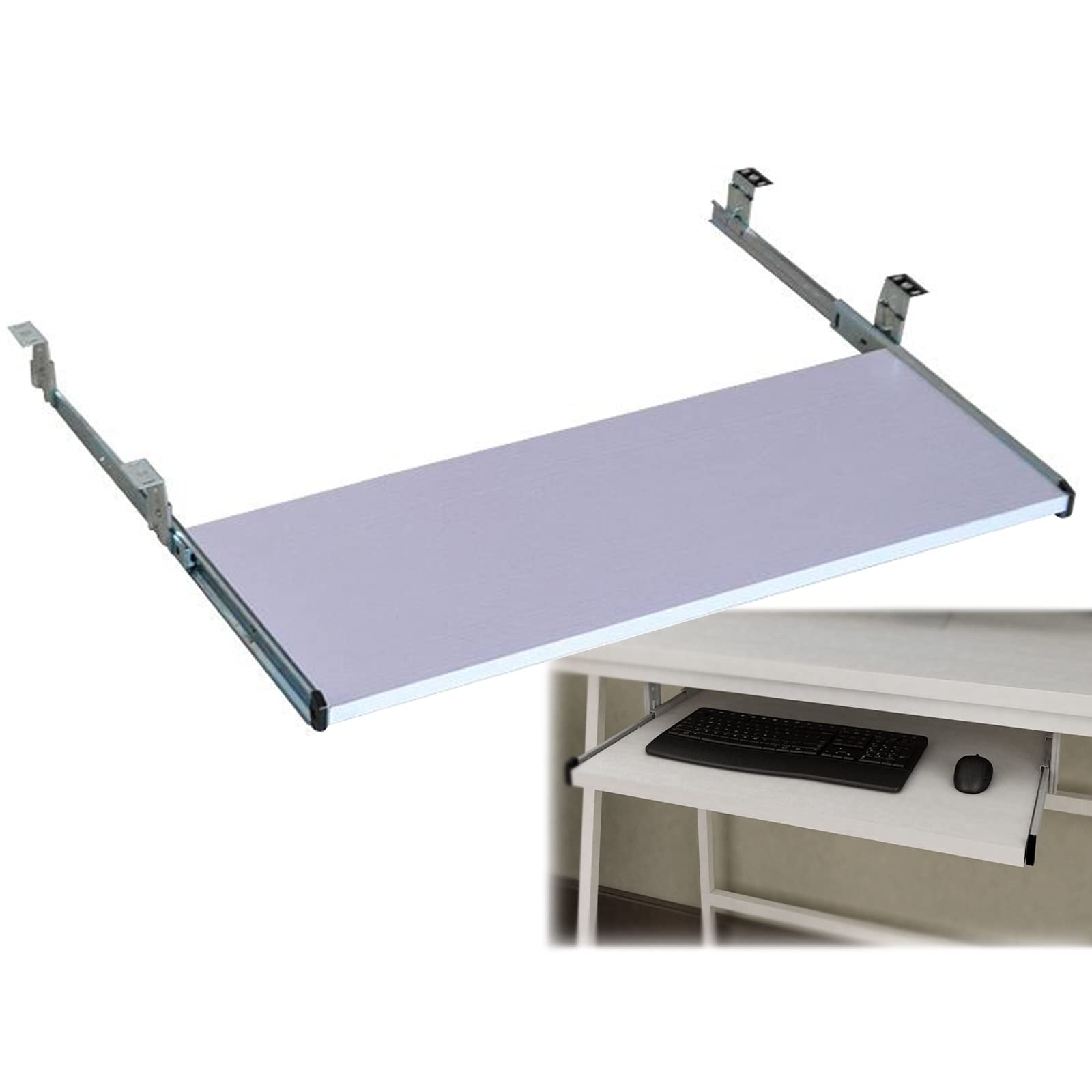 Buy Wooden Under Desk Keyboard Tray Pullout Keyboard Shelf, With