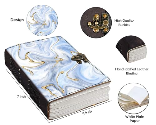 Image of DI-KRAFT Customize Diary with Name with Beautiful UV Prints | Customized Leather Writing Diary Unruled White Paper Journal Personal Notepad Sheets Daily Planner for Gifting (Pattern 3)