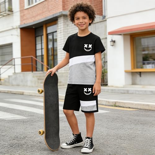 Image of Boys Clothes 2 Piece Size 6-13Y Short Sleeve T-Shirt & Shorts Set Casual Kids Boys Spring Summer Outfits
