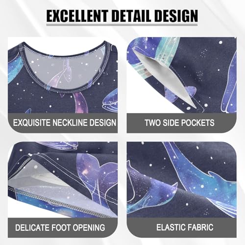 ALAZA Whale Space Starry Pajamas Short Sleeve 2 Piece Sleepwear Top and Bottom Pajama Set Unisex4