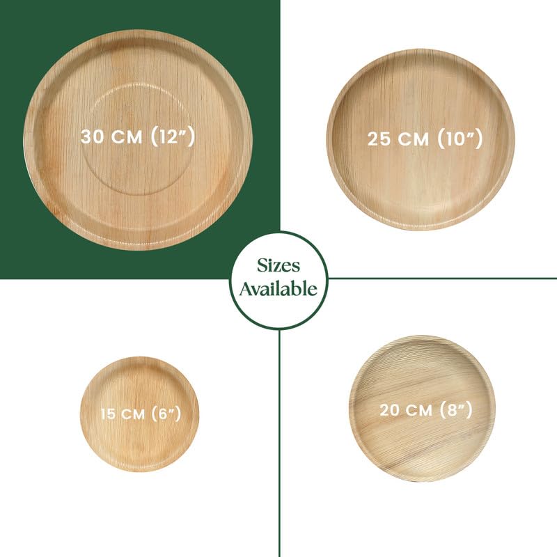 Just a leaf [12 Inch, Pack of 50 Round Organic Disposable Plates | Palm Leaf 100% Natural, Eco-Friendly Biodegradable & Bamboo Wood Plates for Wedding, Events, Parties & Picnic Plate (Size - 30.4Cm) 4