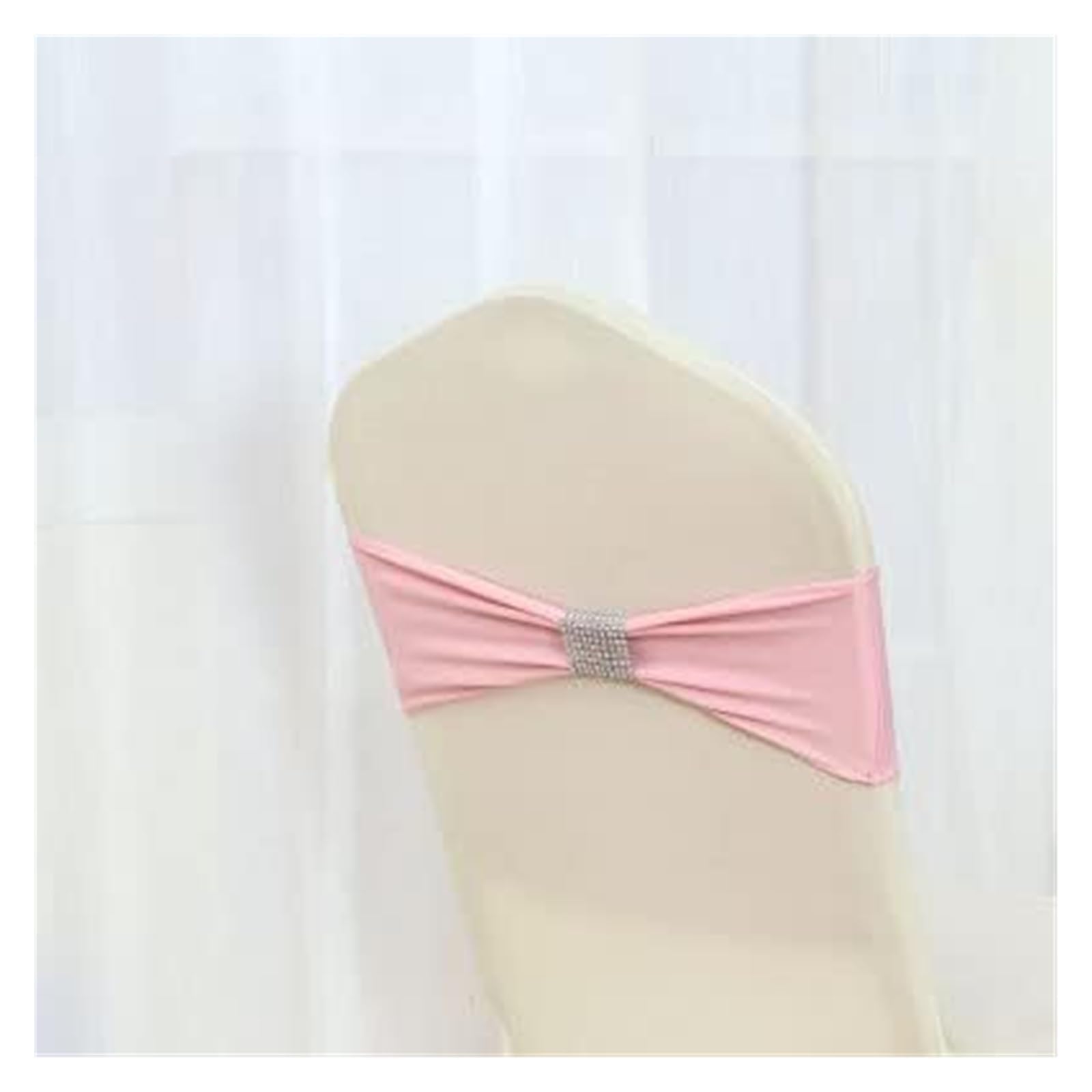 REcsdza chair sashes, Spandex Wedding Chair Sash Bow Tie Ribbon Bands Party Banquet Decoration With Shiny Belt(Roze)