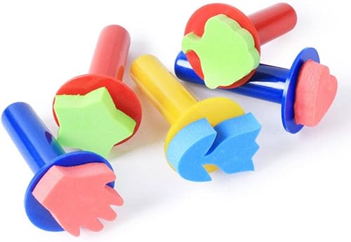 Miniatura 7 de Esponjas de pintura de Eva espuma sello de pintura 5 unids corazón flor estrella en forma de árbol esponjas Stamper esponja de dibujo para