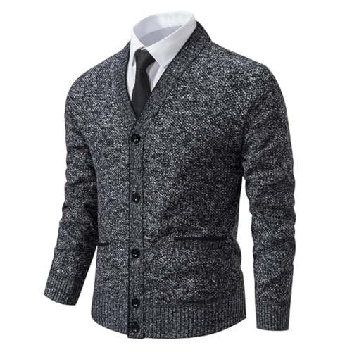 Men Cardigan V-Collar Long Sleeve Sweater Single Breast Solid Tops4