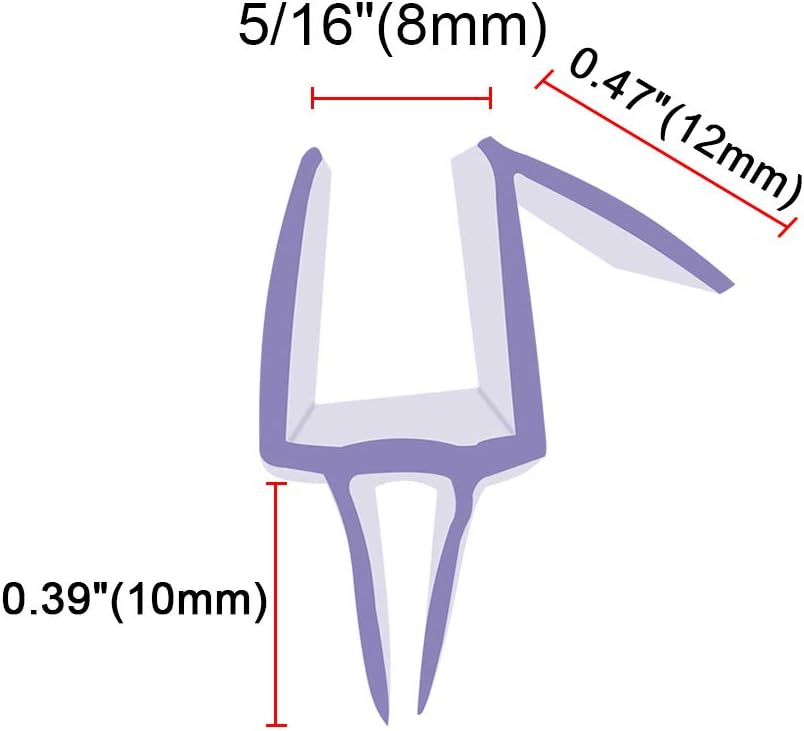 Frameless Glass Shower Door Sweep for 5/16" Glass, Bottom Seal with Drip Rail, 27.5" Long