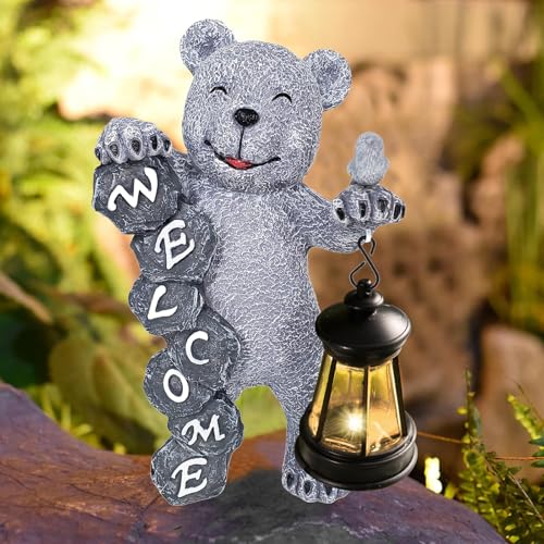 BORDEAG Grauer Bär Solar Gartendeko Für Draußen, Solar-Gartenstatue, Gartendeko Figuren Solar Licht, Garten Tier Dekoration Mit Solar Licht Terrasse Balkon Wohnzimmer Deko BORDEAG Grauer Bär Solar Gartendeko Für Draußen, Solar-Gartenstatue, Gartendeko Figuren Solar Licht, Garten Tier Dekoration Mit Solar Licht Terrasse Balkon Wohnzimmer Deko