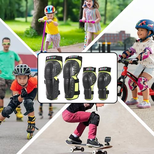 image for WEWAYSTEP Kids Shin Guards & Knee Pads Set, 4-Piece Protective Gear fo